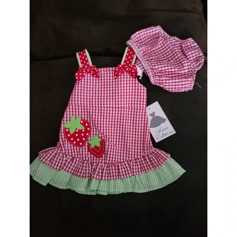 Rare editions strawberry dress size 3 6 months nwt